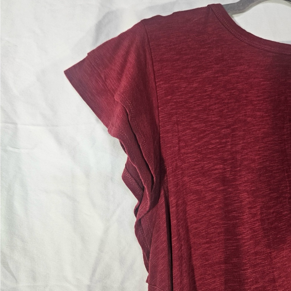 Torrid Burgundy Ruffle Sleeve Tee - Picture 4 of 6